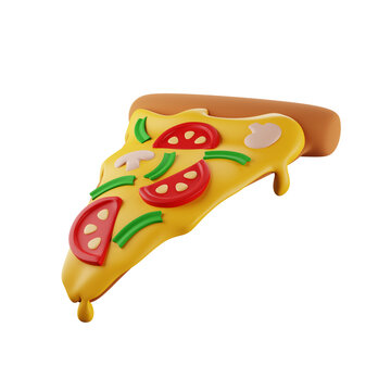 3d slice of pizza with mushrooms, pizza delivery, isolated illustration, 3d rendering