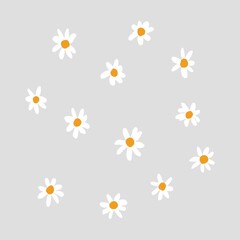 Cute daisy flower element vector in gray background hand drawn style