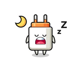 Naklejka premium power adapter character illustration sleeping at night