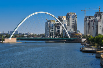 Fototapeta premium astana , nur-sultan city, city, architecture, river, water, canal, europe, building, amsterdam, house, bridge, sky, old, belgium, travel, town, netherlands, stockholm, cityscape, buildings, houses, fr