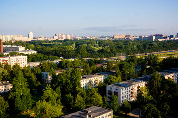 Obraz premium green summer St.Petersburg city view with From The Roof