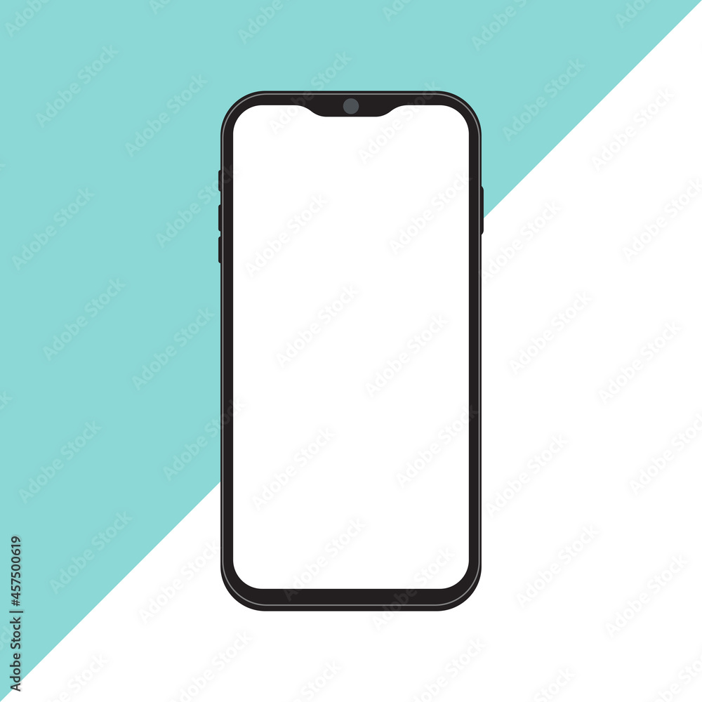 Poster smarphone isolated blank screen vector. smartphone frame less blank screen mockup. smartphone perspe