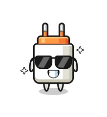 Cartoon mascot of power adapter with cool gesture