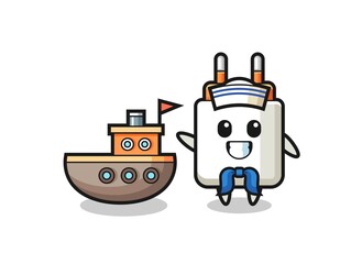 Character mascot of power adapter as a sailor man