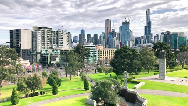 MELBOURNE - SEPTEMBER 7, 2018: City view from Shrine of Remembrance