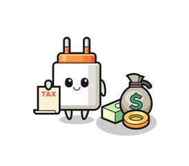 Obraz premium Character cartoon of power adapter as a accountant