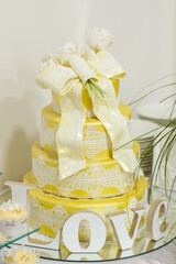 wedding cake decorated with flowers