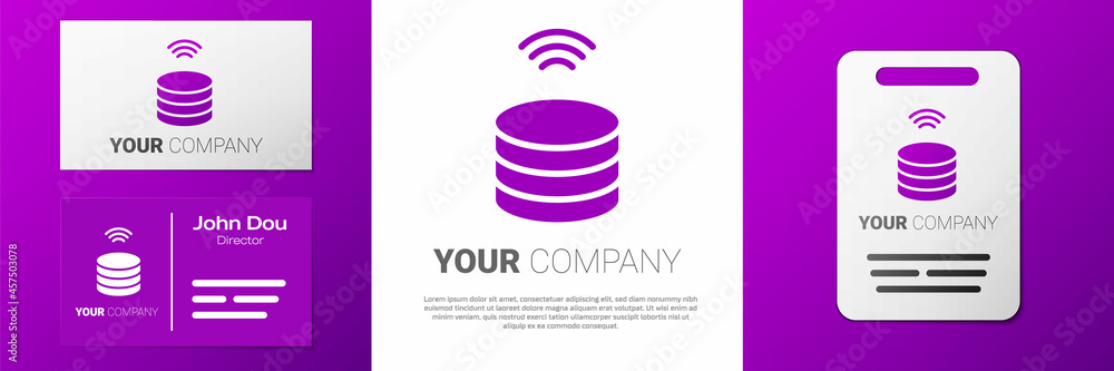 Poster logotype smart server, data, web hosting icon isolated on white background. internet of things conce