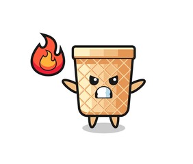 waffle cone character cartoon with angry gesture