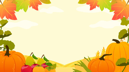 Naklejka na ściany i meble Autumn Harvest festival frame background vector illustration