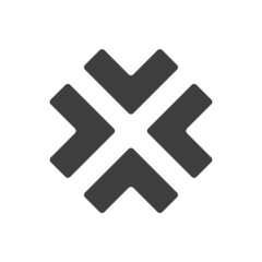 Icono plano símbolo reducir con 4 puntas de flecha en color gris