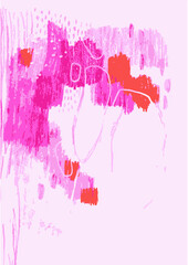 Abstract Illustration with bright colors and organic shapes; contemporary artwork 