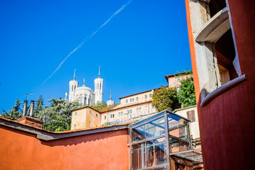 Vue depuis la Tour Rose dans le quartier de Saint-Jean dans le Vieux Lyon
