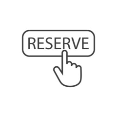 Logotipo con texto Reserve en cuadrado con mano con lineas en color gris