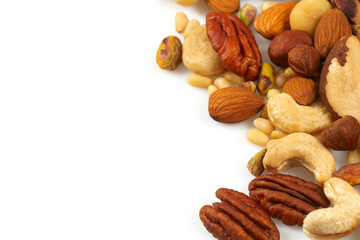 various nut mix isolated on white background