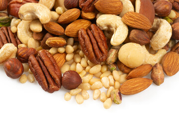 various nut mix isolated on white background