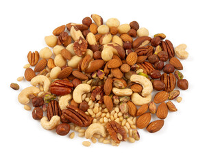 various nut mix isolated on white background