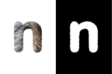 Beautiful Realistic Fur Letter N With Mask 