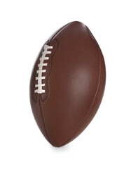 Leather American football ball on white background