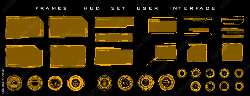 Poster big set futuristic hud elements for hud user interface. elements for the user interface hud. circles