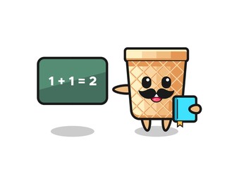 Illustration of waffle cone character as a teacher