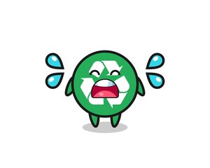 recycling cartoon illustration with crying gesture