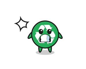 recycling character cartoon with shocked gesture