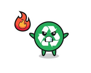 recycling character cartoon with angry gesture