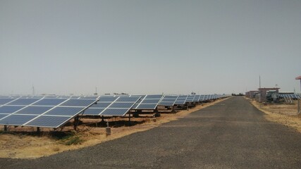 Solar power plant near the road.