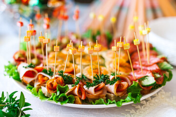 canape with salmon and cheese
