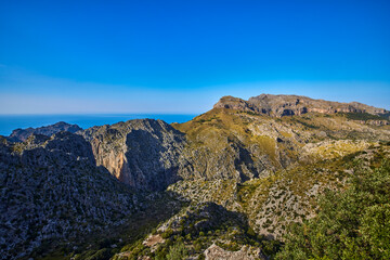 Fototapeta na wymiar Beautiful mountain landscape on the island of Palma De Mallorca (Balearic Islands Spain)