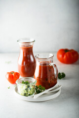Traditional homemade Spanish gazpacho soup