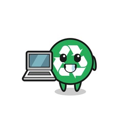 Mascot Illustration of recycling with a laptop