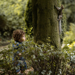 child and squirrel