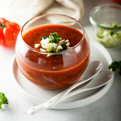 Traditional homemade Spanish gazpacho soup
