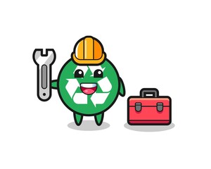 Fototapeta premium Mascot cartoon of recycling as a mechanic