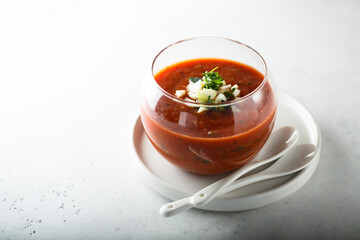 Traditional homemade Spanish gazpacho soup