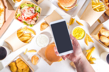 Delivery food, fast-food background
