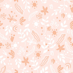 Seamless pink pattern with leaf and flower for wallpaper, pattern fills, textile, web page background, surface textures