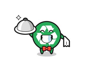 Character mascot of recycling as a waiters