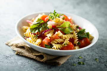 Healthy pasta salad with vegetables