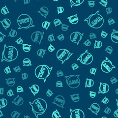 Green line Detonate dynamite bomb stick icon isolated seamless pattern on blue background. Time bomb - explosion danger concept. Vector