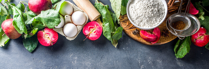 Apple pie autumn baking background