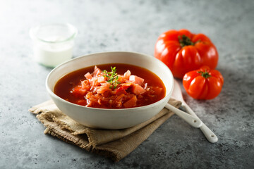Traditional homemade Russian beetroot soup
