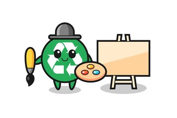 Illustration of recycling mascot as a painter