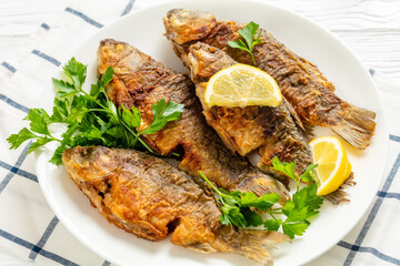 fried crucian carps with golden crispy crust