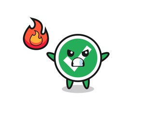 check mark character cartoon with angry gesture