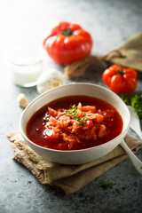 Traditional homemade Russian beetroot soup