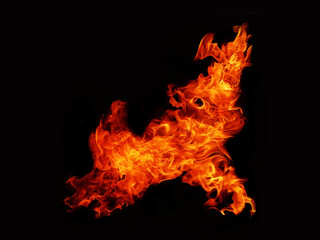 Flame meat that burns from a furnace or from cooking. dangerous feeling abstract black background .Suitable for banners or advertisements
