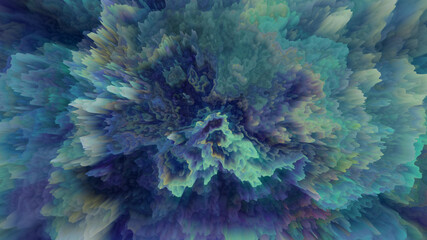 Abstract 3D background of fractal turbulence, suggestive of underwater coral. Pixel sorting. Glitch art.